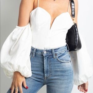 For Love and Lemons: Celeste Moire Top in Blanc